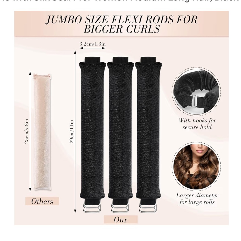 Black Heatless Curling Set